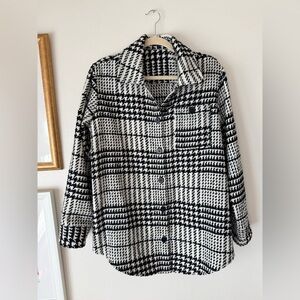 Express Black and White Plaid Teddy Jacket